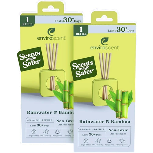 Enviroscent Non-Toxic Air Freshener for Home (Rainwater & Bamboo) Essential Oil Diffuser | Air Freshener & Room Freshener | Home Fragrance Last Over 30 Days | 8 Scent Stix Refills