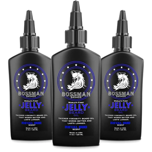 Bossman Jelly Beard Oil for Men - 3 Pack (12 oz in Total, Royal Oud Scent) – Softens, Moisturizes & Conditions with Natural Ingredients