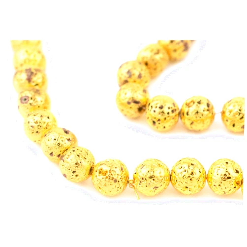 The Bead Chest TheBeadChest Gold Electroplated Lava Beads (8mm)