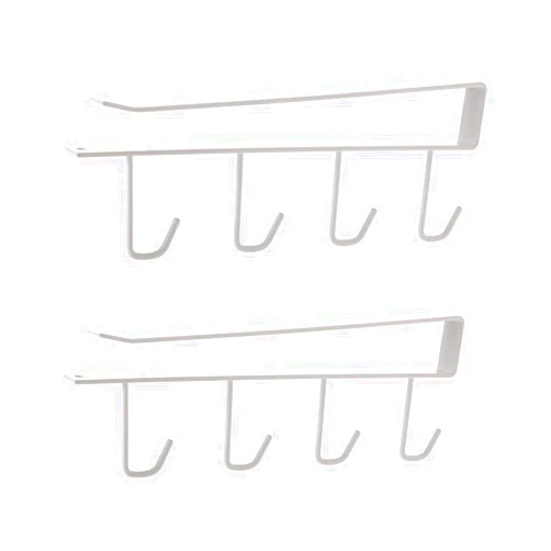 WEYNG Cup Holder Under Cabinet Coffee Cup Mug Holder Hanger Hooks Kitchen Utensil Hook Fit for 1 Inch Thickness Shelf or Less No Need to Install (2 Pack)