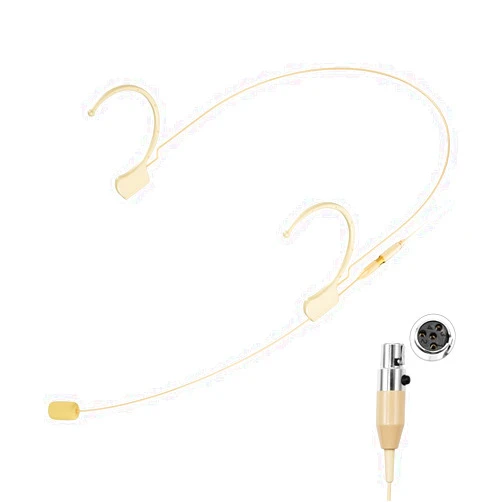 KIMAFUN Headset/Headworn Microphone Professional Earset Over Ear Hanging Condenser Mic Compatible with Shure Wireless System Bodypack Transmitter, Ideal for Performance, Theater, Lecture - Beige D4
