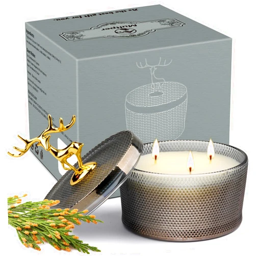 Multper Scented Candles Soy Wax Candle, 10.58 oz Natural Soy Sandalwood 3 Wick Candle for Home Scented, Aromatherapy Candle for Women Men, 50 Hours Long Lasting Highly Scented Candle Gift for Home Decor
