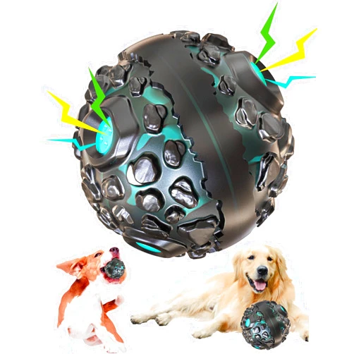 BARDIMIES Giggle Dog Toy Ball Indestructible, Durable Pet Toy Funny Squeaky When Wiggle for Large Medium Small Aggressive Chewers, Interactive Hard Tough Pet Toy Boredom（Bone(4.6IN,Black Blue)