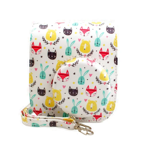 Rieibi PU Leather Mini 11 Case, Protective Case for Fujifilm Instax Mini 11/Mini 9/Mini 8/Mini 8+ Instant Camera with Adjustable Shoulder Strap(Fox Animal)