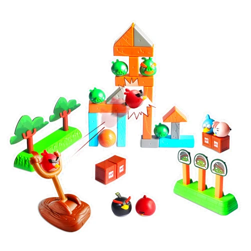 ROLOSO Newly Licensed Angry Birds Toys Playsets Build N’ Launch Construction Brick Assembly Building Blocks Sets Pig City Strike 2 Takedown Space Planet Game Catapult Slingshot Gift Box 33pcs