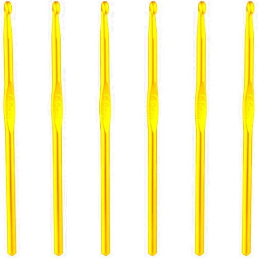 ZXUEZHENG 6Pcs 6mm Aluminum Crochet Hook Knitting Needles US Size J (Size 10) for DIY Yarn Craft,Nice Gift for Women Adults Kids Children Beginners (Gold Tone)