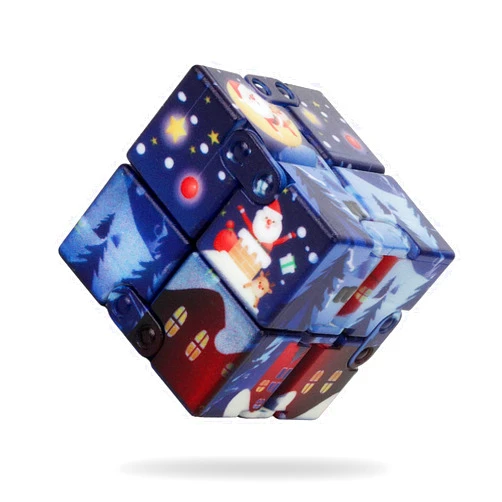 Aooguel Fidget Infinity Cool Cube Toys, Fidget Toy, Hand Held Magic Cubes, Anxiety Stress Relief, Sensory Toys, Birthday Gifts for Boys, Girls, Kids, Adults（Blue-Black）