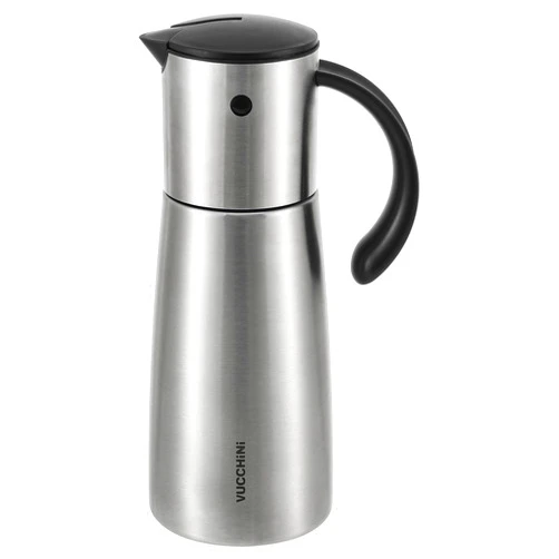 Vucchini Oil Dispenser Bottle Stainless Steel-Auto Flip Kitchen Oil and Vinegar Dispenser Set With Automatic Cap and Stopper - 12.8 oz Non-drip Spout Cruet Bottle