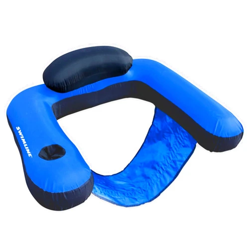 SWIMLINE ORIGINAL Fabric Covered U-Seat Inflatable Pool Lounger | With Comfortable Sling Seat, Back Rest, and Built In Cup Holder | For Pool, Beach, Lake, and More