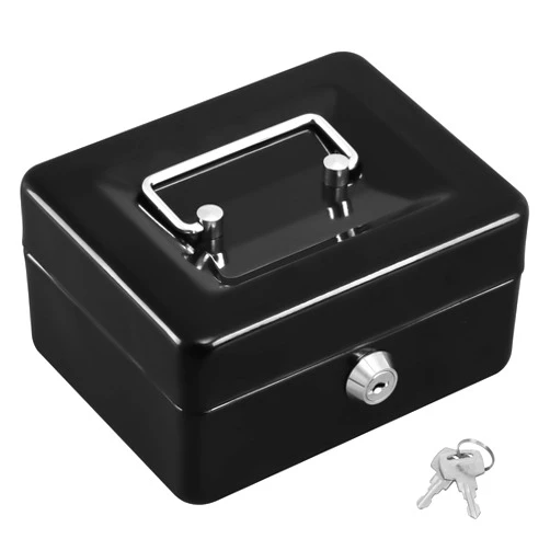 KYODOLED Cash Box with Key,Small Safe Lock Box with Portable Handle,Cash Drawer,5.91