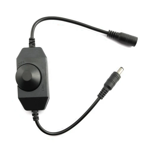 RuiLing 1-Pack Black DC 12V 24V LED Strip Dimmer Switch with DC Female Male Adapter Brightness Adjustable Controller Manual Knob Dimmer Switch Mini LED Lamp Lighting Parts