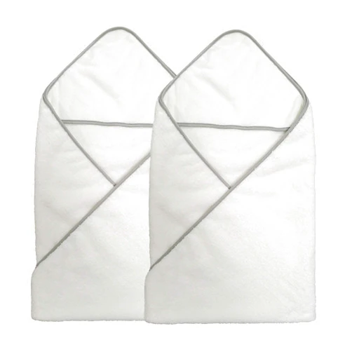 Polyte Premium Hypoallergenic Microfiber Hooded Baby Bath Towel, 36 x 36 in, 2 Pack (White)
