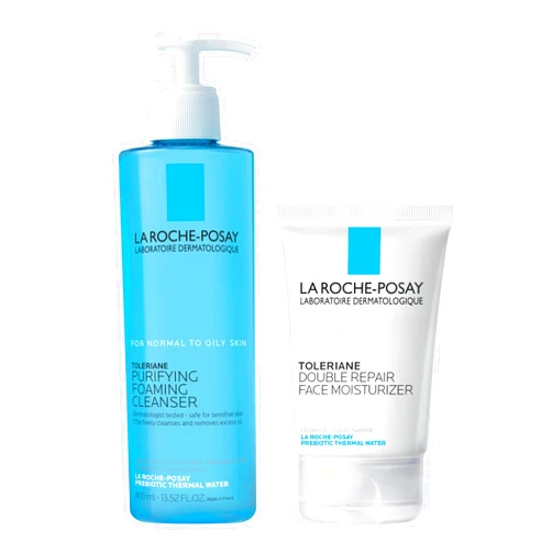 Bundle of La Roche-Posay Toleriane Purifying Foaming Facial Cleanser + Toleriane Double Repair Face Moisturizer