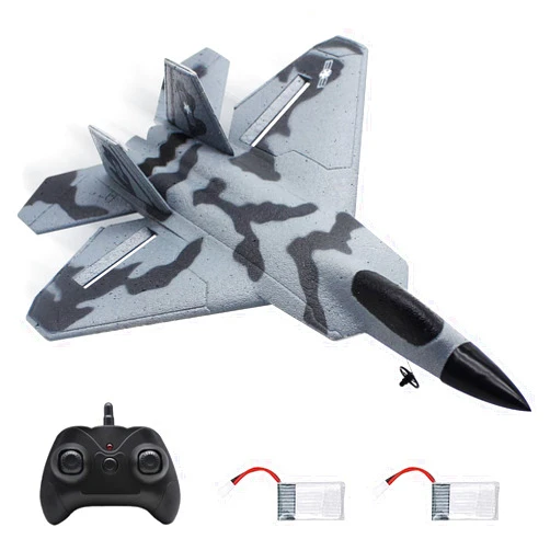 fisca RC Plane Remote Control F-22 Fighter Raptor Airplane with Lights, 2.4Ghz 2CH Foam Drone Ready to Fly Aircraft Toy for Kids and Adults
