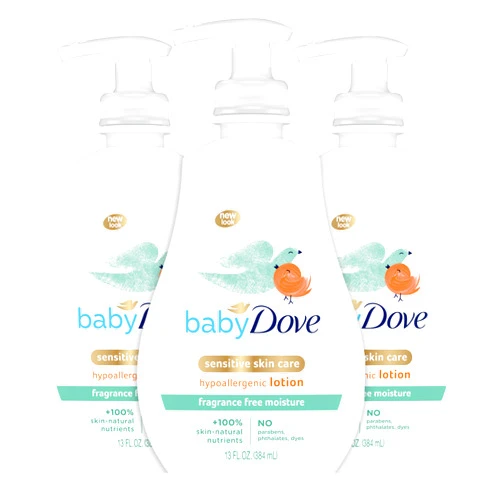 Baby Dove Fragrance Free Lotion, Sensitive Moisture, 13 Ounce (Pack of 3)