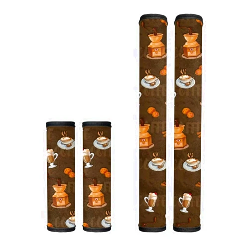 Hinthetall Coffee Graphic Covers for Refrigerator Microwave Handles, Set of 4, Washable, Keep Your Kitchen Appliances Clean, Anti-Skid, Refrigerator Handle Covers, Kitchen Decoration