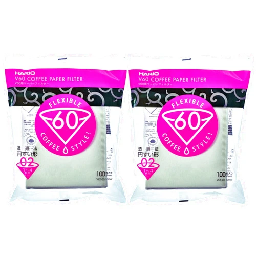 Hario V60 Paper Coffee Filters, Size 02, White, Tabbed White, Tabbed Size 02 100 count, 2 pack Filters
