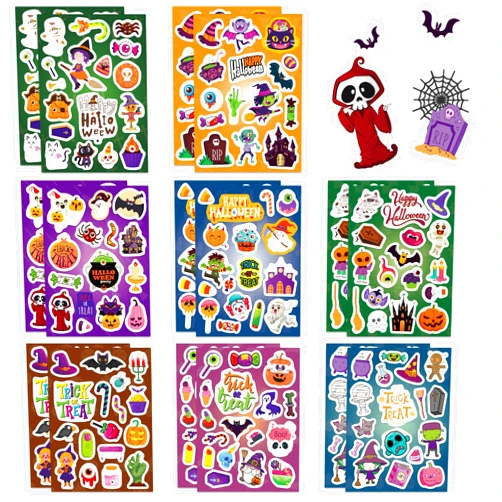 Fyvadio Halloween Stickers, 264pcs Happy Halloween Stickers for Children Kids Party Bag Fillers, Kids Self Adhesive Stickers, Ghost Pumpkin Demon Wizard Vampire for Halloween Decoration Party Favors-16Sheets