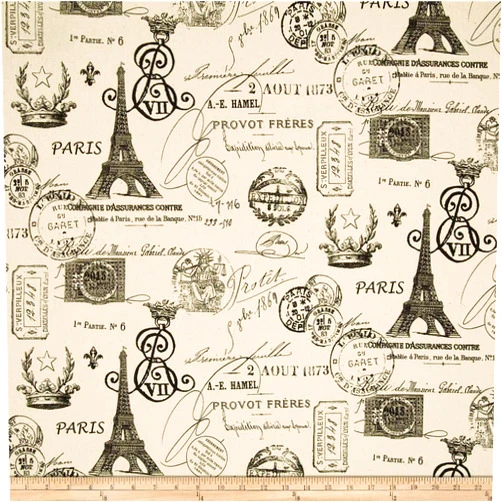 Premier Prints French Stamp Onyx/Natural, Fabric by the Yard