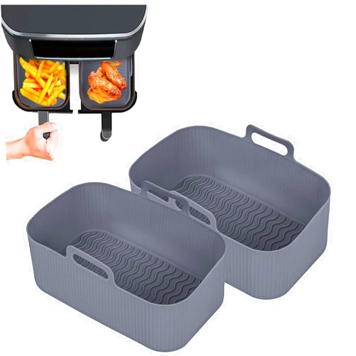 Govisiry Silicone Air Fryer Liners for Ninja： 2-Pack Silicone Air Fryer Basket Liners - Reusable Silicone Air Fryer Liners - Square Silicone Air Fryer Liners
