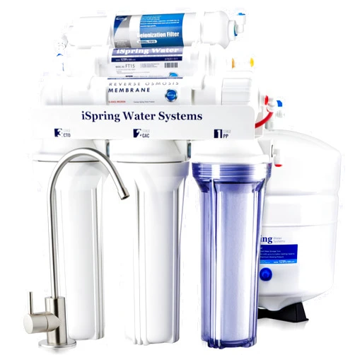 iSpring RCC7D 75 GPD Reverse Osmosis/Deionization Water Filter System, Removes TDS, Chlorine, Fluoride, Lead, and More, Fits Under Sink, 1 Year Warranty