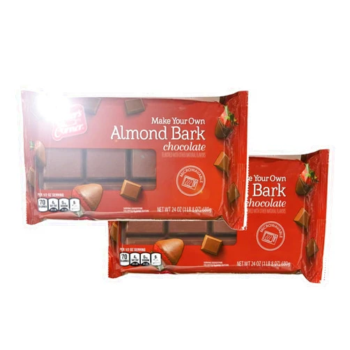 Generic Chocolate Almond Bark 24 oz, Bakers Melting Dipping Snack Snacking Food Dessert For Easter Bunny Molds, Gluten Free 2 Pack