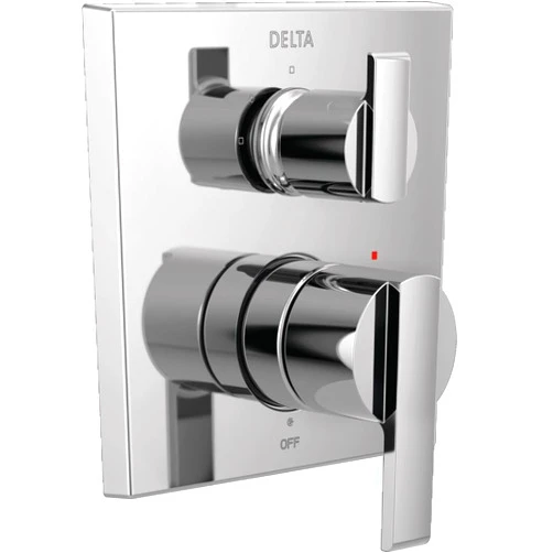 DELTA FAUCET T24867, Chrome Ara Angular Modern Monitor 14 Series Valve Trim with 3-Setting Integrated Diverter