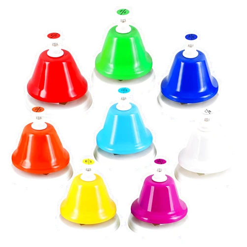 Eastrock Desk Bells, Hand Bells Set 8 Note Diatonic Musical Bells for Toddlers Children Kids Adults, Used for Festival, Musical Teaching, Church Chorus, Wedding, Family Party