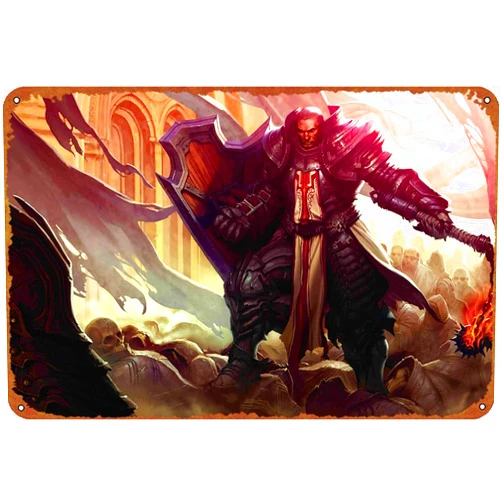 IEITB Diablo Video Game Diablo Iii: Reaper Of Souls Crusader Movie Poster Vintage Look Tin Metal Sign Wall Decoration 8x12 Inches