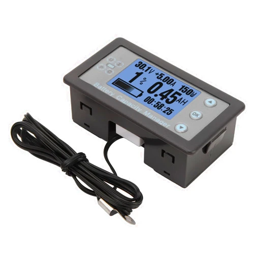 Srliya Battery Capacity Coulomb Meter LCD Bluetooth Manager Voltage Current Temp Monitor 120V 500A with 3meter Shielded Cable