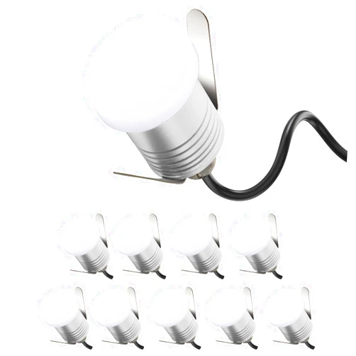 Landscapestation LED Deck Lights 10 Packs, 1W Low Voltage DC12V Recessed Moonlight Step Light IP67 Waterproof for Wood Gazebo Decks, Porch Wood Steps, Toilets, Shower Rooms (Warm White)
