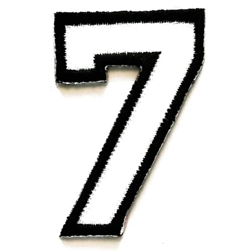 NiPitShop Number 0-9 Patches White No.7 Patch Number Seven Arabic Numerals Patch Letter Number 0-9 Embroidered Motif Applique Iron On Patch Badge Sew Clothing Craft DIY (Black Number 7)