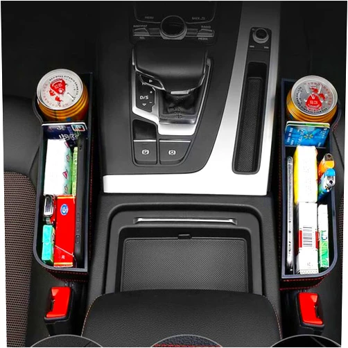 Hyorebi Center Console Armrest Storage Box Fit for Toyota 4Runner 2010-2019 2020 2021 2022 2023 ABS Leather Tray Insert Organizer Glove Pallet 2Pcs (Black)