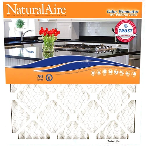 Flanders NaturalAire 16x20x1 Air Filter Replacement, HVAC AC Furnace Filters with Odor Eliminating Baking Soda, MERV 8 Rating, Lasts Up To 90 Days, Reduces Allergens, Dust, Mold Spores, Pack of 4