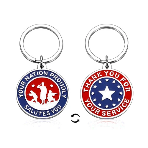 Bromirar 4th of July, Independence Day, Military Veteran Appreciation Keychain, Thank You Gifts for A Military Man, Thank You for Your Service, Military Army Navy Air Force Marine Retirement Gifts for Men