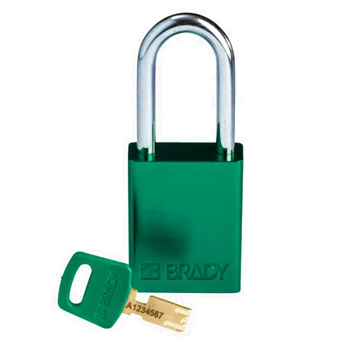 Brady SafeKey Lockout Padlock - Aluminum - Green - 1.5