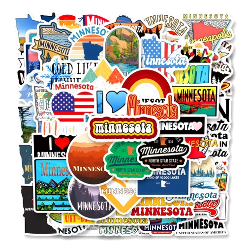 CEHUIUN 61Pcs Minnesota Stickers Pack, Aesthetic Vinyl Waterproof Sticker Decals for Water Bottle,Laptop,Phone,Skateboard,Scrapbooking,Bumper for Kids Teens Adults for Party Supply Decor Favor…