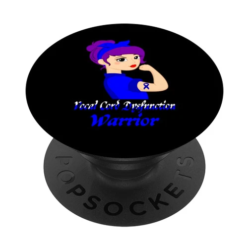 Vocal Cord Dysfunction Awareness Products (Lwaka) VCD Awareness Blue Ribbon Strong Women Support Family PopSockets Standard PopGrip