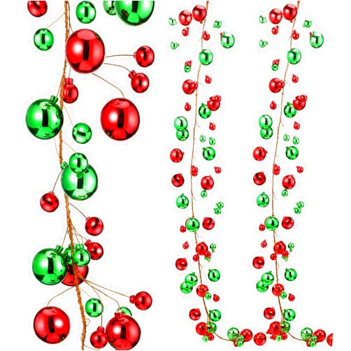 Syhood 9.8 Feet Christmas Ornament Ball Garland Ball Ornament Xmas Tree Balls Hanging Ball Baubles for Christmas Holiday Wedding Party Decoration (Red, Green)