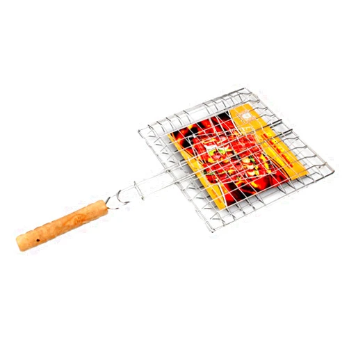 Odowalker Barbeque Grill Basket, Portable BBQ Grilling Baskets with Long Handle, Stainless Steel Grilling Basket for Fish Vegetables Steak Shrimp Chops Outdoor Grill Tool Accessories