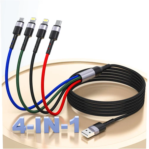 MTAKYA iPhone Charging Multi 4-in-1 USB Long Cable,3M/10Ft Nylon Braided Universal Phone Charger Cord USB C/Micro USB/Lightning*2 Connector Adapter for iPhone 14 13 12/Samsung/LG/Pixel/Huawei/XiaoMi