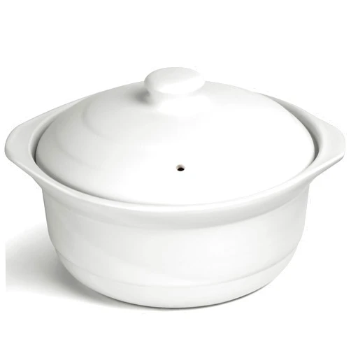 InfiOne Ceramic Pots Casserole Soup Bowl with Lid Ceramic Cookware Stockpot Rice Pots Clay Pot for Cooking (White, 3.4 Quart)