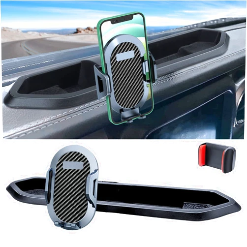 DIAMOOKY Phone Mount for 2018-2023 Jeep Wrangler JL JLU and 2020 2021 2022 2023 Gladiator JT Dash Multi-Mount Phone Holder w/ Storage Tray Accessories, Not for Wrangler 4xe/ Oil-Electric Hybrid Version
