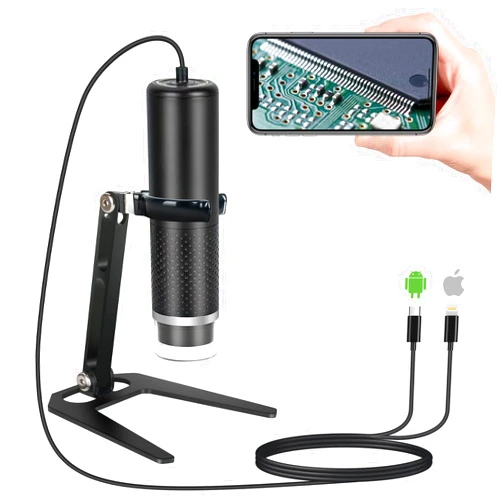 Cainda USB Digital Microscope Compatible with iOS and Android Devices, 50x-1600x Magnification, 1920x1440P HD Portable Microscope Camera for Adults, Children, Students
