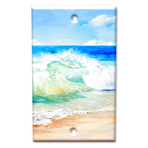 Art Plates - One Gang Blank Switch Plate Cover - Beach Painting - (Made in USA)