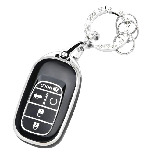 TECARATE for Honda Key fob Cover - Soft TPU Car Key Case Protector Fit for 2022 2023 2024 Honda Accord Civic HR-V CR-V Pilot Odyssey Smart Remote Key(Black)