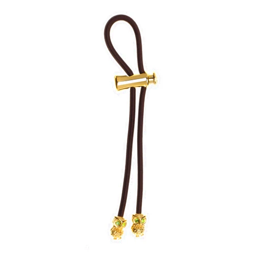 Pulleez Sliding Adjustable Ponytail Holders Elastic Hair Tie Bracelet - Metal with Crystal (Owl with Crystal - Gold)