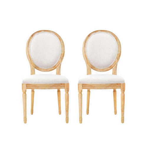 Christopher Knight Home Phinnaeus Polyester Beige Fabric Dining Chair (Set of 2), 2-Pcs Set