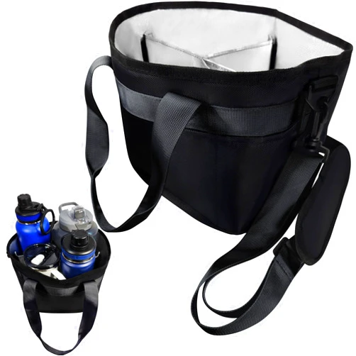 DERABY Insulated 4 Cup Drink Carrier Tote | 1680D Fabric Reusable Coffee Cup Bag with Adjustable Dividers | Portable & Secure Caddy for Hot & Cold Beverages | Family Size