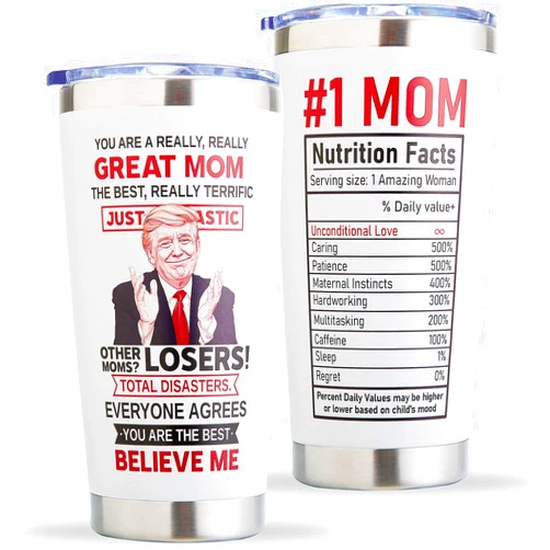 Winzsox Mothers Day Gifts for Mom - Mom Cup, The Best Mom Gifts, Cool Birthday Gifts for Mom, Mom Valentine Gift, Good Christmas Presents for Mom, Unique Gifts for Your Mom Mug - 20oz Trump Mom Tumbler